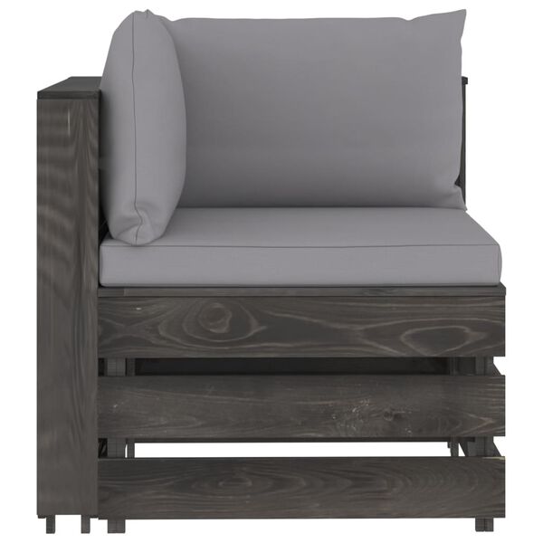 vidaXL 8 Piece Garden Lounge Set with Cushions Grey Impregnated Wood