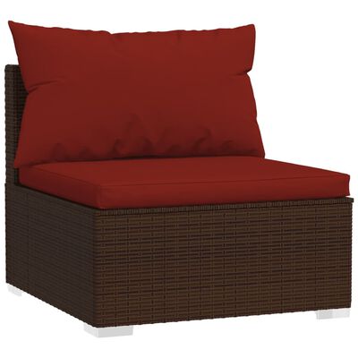 vidaXL 8 Piece Garden Lounge Set with Cushions Poly Rattan Brown