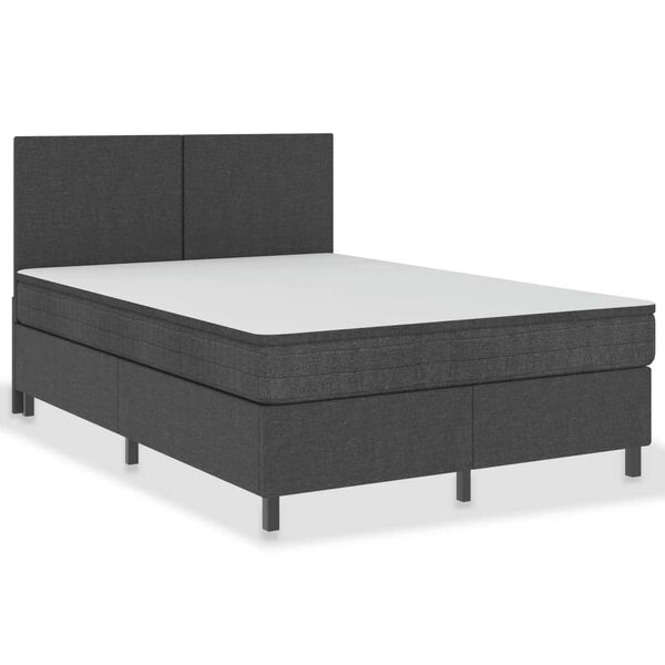 vidaXL Box Spring Bed Frame without Mattress Grey Fabric 180x200 cm Super King