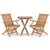 vidaXL 3 Piece Garden Dining Set Solid Wood Teak