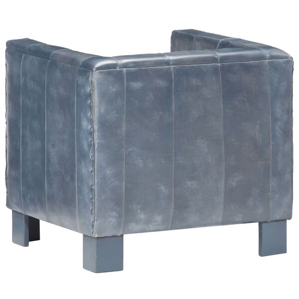 vidaXL Tub Chair Grey Real Leather
