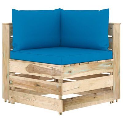 vidaXL 9 Piece Garden Lounge Set with Cushions Green Impregnated Wood