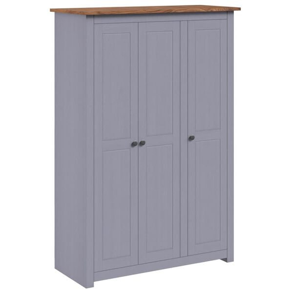 vidaXL 3-Door Wardrobe Grey 118x50x171.5 cm Pine Panama Range