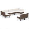 vidaXL 9 Piece Garden Lounge Set with Cushions Poly Rattan Brown