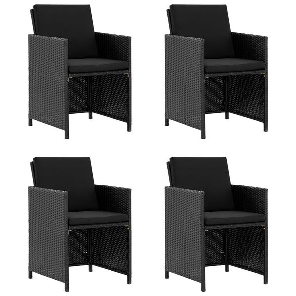 vidaXL 5 Piece Outdoor Dining Set with Cushions Poly Rattan Black