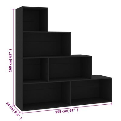 vidaXL Book Cabinet/Room Divider Black 155x24x160 cm Engineered Wood