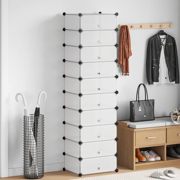 vidaXL Interlocking Shoe Organiser with 10 Compartments White