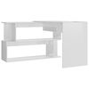 vidaXL Corner Desk High Gloss White 200x50x76 cm Engineered Wood