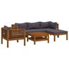 vidaXL 6 Piece Garden Lounge Set with Cushion Solid Acacia Wood