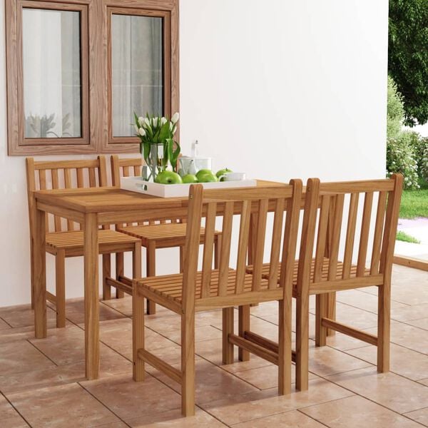 vidaXL 5 Piece Garden Dining Set 140x80 cm Solid Teak Wood