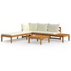 vidaXL 3 Piece Garden Lounge Set with Cream White Cushions Acacia Wood