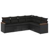 vidaXL 6 Piece Garden Sofa Set with Cushions Black Poly Rattan