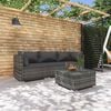 vidaXL 4 Piece Garden Lounge Set with Cushions Poly Rattan Grey