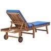 vidaXL Sun Loungers with Cushions 2 pcs Solid Teak Wood Blue