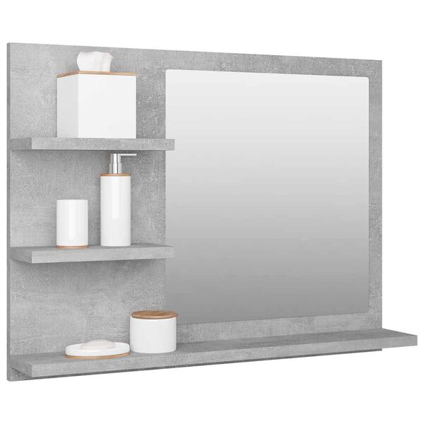 vidaXL Bathroom Mirror Concrete Grey 60x10.5x45 cm Engineered Wood