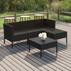 vidaXL 5 Piece Garden Lounge Set with Cushions Poly Rattan Black
