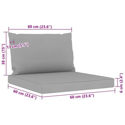 vidaXL 6 Piece Garden Lounge Set Grey Cushion Impregnated Pinewood