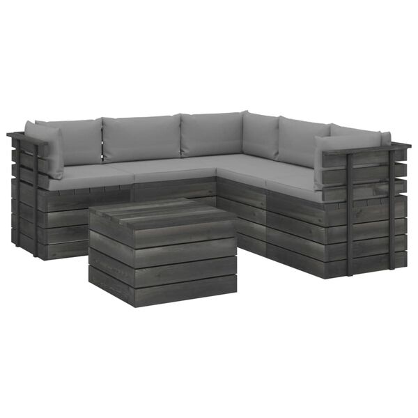 vidaXL 6 Piece Garden Pallet Lounge Set with Cushions Solid Pinewood