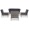 vidaXL 6 Piece Garden Lounge Set with Cushions Poly Rattan Grey