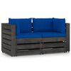 vidaXL 2-Seater Garden Sofa with Cushions Grey Impregnated Wood