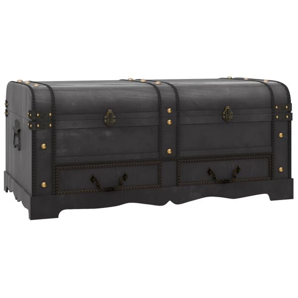 vidaXL Treasure Chest Wood Black 90x51x42 cm