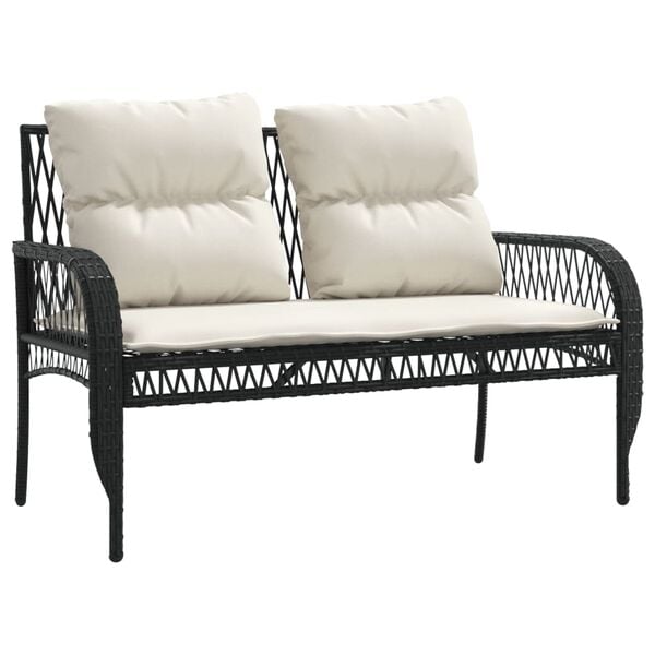vidaXL 4 Piece Garden Sofa Set with Cushions Black Poly Rattan