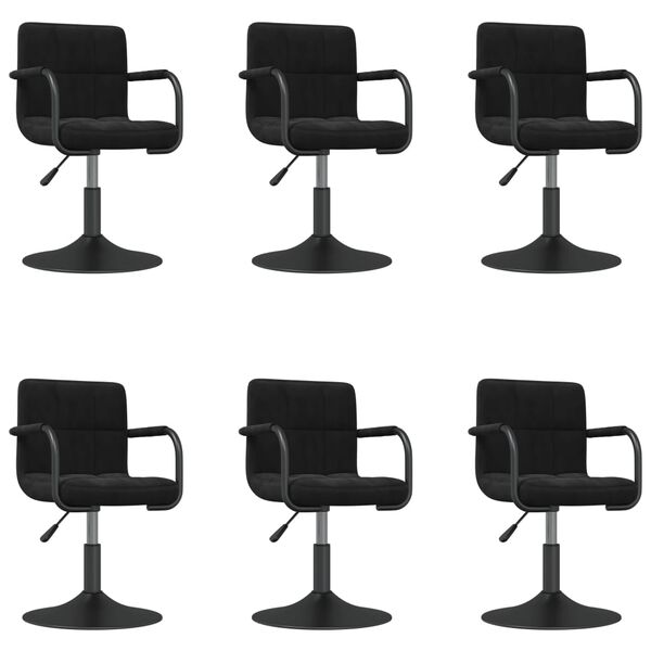 vidaXL Swivel Dining Chairs 6 pcs Black Velvet