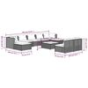 vidaXL 10 Piece Garden Lounge Set with Cushions Grey Poly Rattan