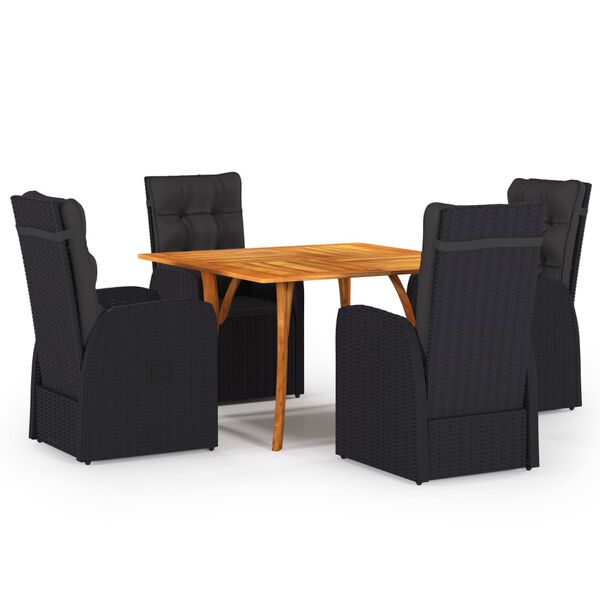 vidaXL 5 Piece Garden Dining Set Black