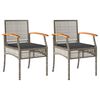 vidaXL Garden Chairs with Cushions 2 pcs Grey Poly Rattan Acacia Wood