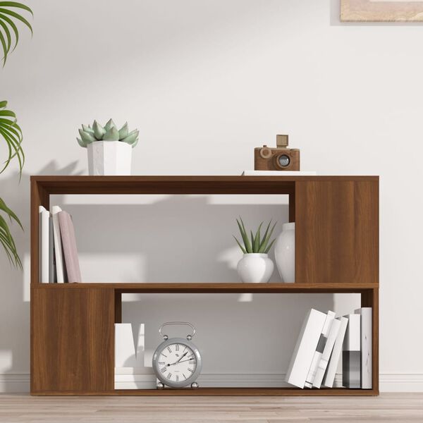 vidaXL Book Cabinet Brown Oak 100x24x63 cm Engineered Wood