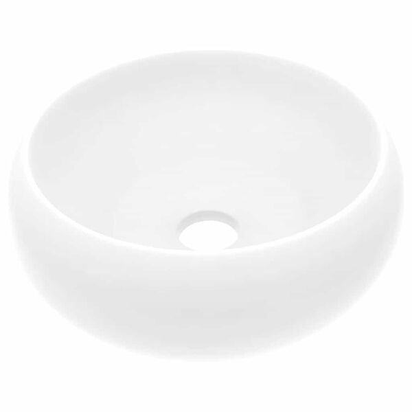 vidaXL Luxury Wash Basin Round Matt White 40x15 cm Ceramic