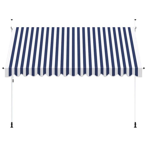 vidaXL Manual Retractable Awning 350 cm Blue and White Stripes