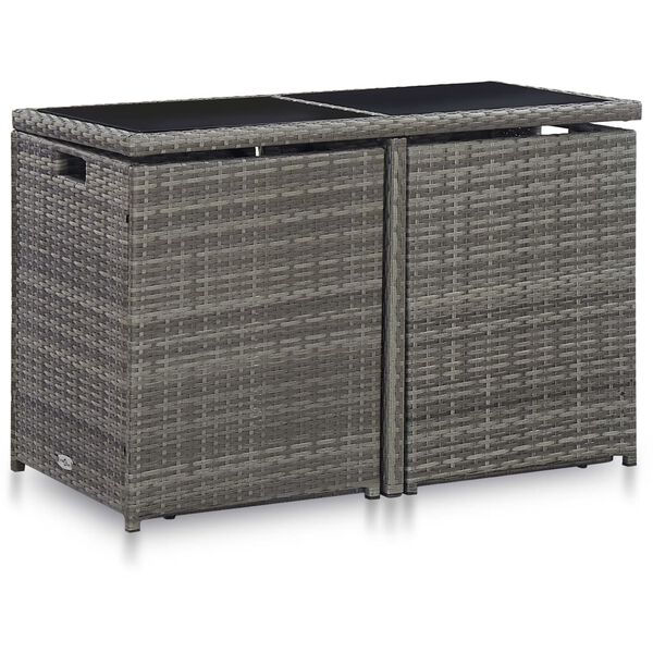 vidaXL 3 Piece Bistro Set with Cushions Poly Rattan Grey