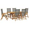 vidaXL 7 Piece Garden Dining Set Grey Poly Rattan and Solid Wood