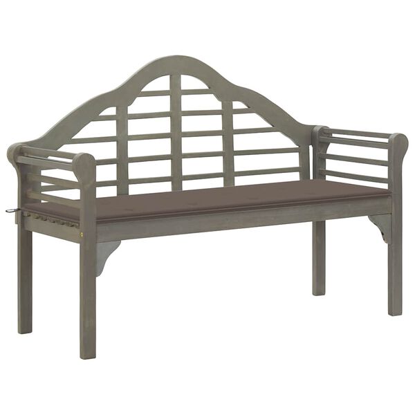 vidaXL Garden Queen Bench with Cushion 135 cm Solid Acacia Wood Grey