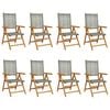 vidaXL Reclining Folding Chairs 8 pcs Grey Poly Rattan and Solid Wood