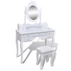 vidaXL Dressing Table | White and silvery grey | Pine wood, MDF, Glass | Large