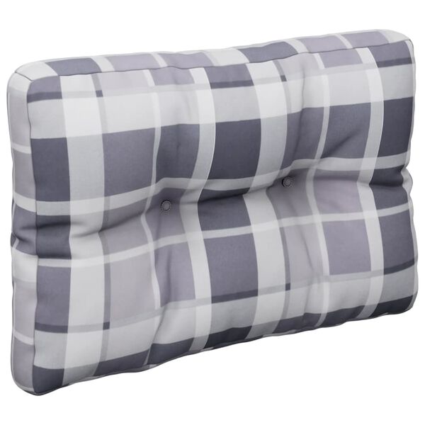 vidaXL Pallet Cushions 2 pcs Grey Check Pattern Fabric