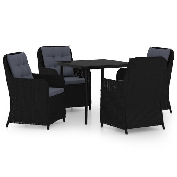 vidaXL 5 Piece Garden Dining Set Black