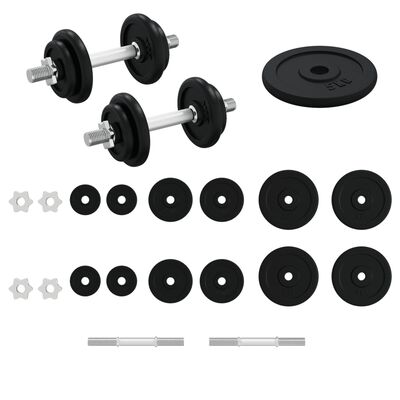 vidaXL Dumbbell with Plates Set 40 kg Cast Iron & Chrome Plated Steel
