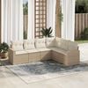 vidaXL 6 Piece Garden Sofa Set with Cushions Beige Poly Rattan