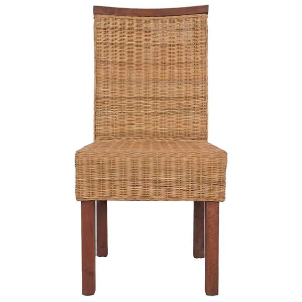 vidaXL Dining Chairs 2 pcs Brown Natural Rattan