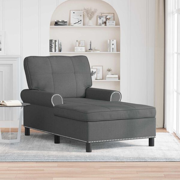 vidaXL Chaise Lounge with Cushion Dark Grey 91 x 157 x 91 cm Fabric