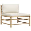 vidaXL Garden Middle Sofa with Cream White Cushions Bamboo