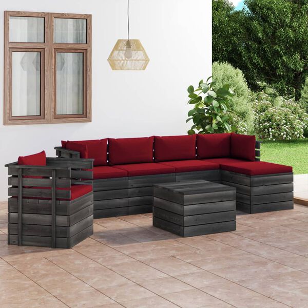 vidaXL 7 Piece Garden Pallet Lounge Set with Cushions Solid Pinewood