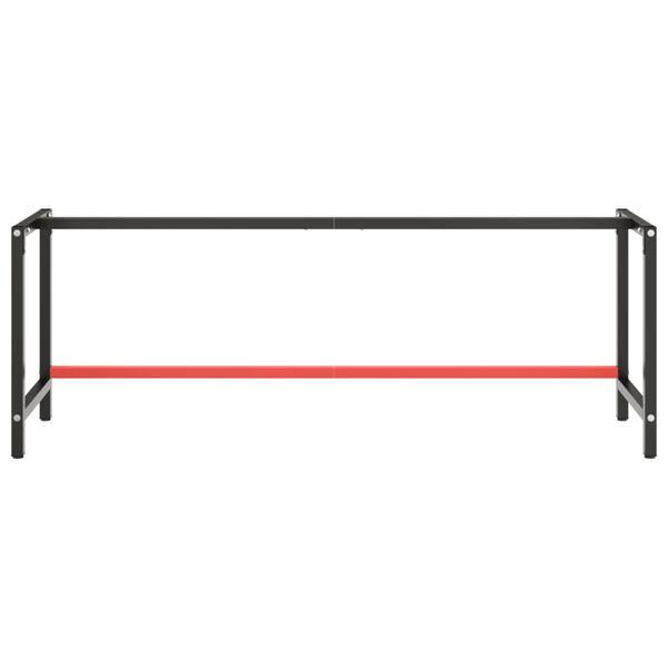 vidaXL Work Bench Frame Matte Black and Matte Red 220x57x79 cm Metal