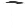 vidaXL Garden Half Parasol with Pole 180x90 cm Black