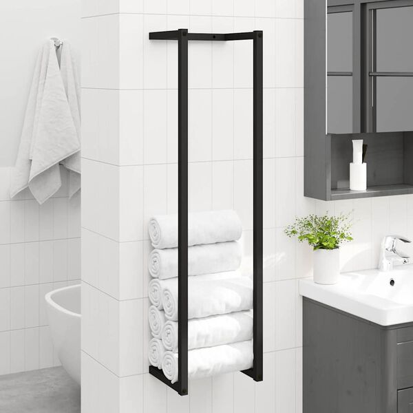 vidaXL Towel Rack Black 25x20x95 cm Iron