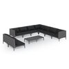 vidaXL 10 Piece Garden Lounge Set with Cushions Poly Rattan Dark Grey